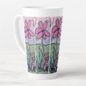 Enkele Roze Bloem Latte Mok (Linkerhoek)