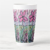 Enkele Roze Bloem Latte Mok (Voorkant)