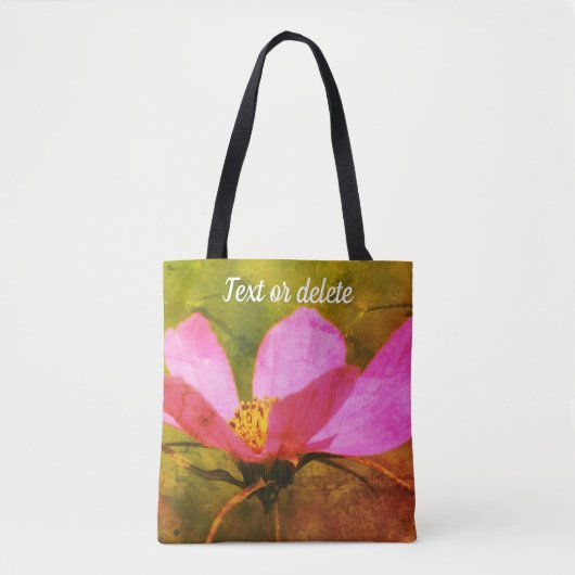 Enkele Roze Cosmos Bloem Kunst Persoonlijk Tote Bag (Voorkant)