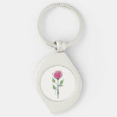 Enkele roze Glasgow stijl roos Sleutelhanger (Voorkant)