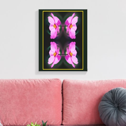 Enkele Roze Kosmos Bloem Abstract Canvas Afdruk (Insitu (Woonkamer))