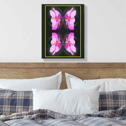 Enkele Roze Kosmos Bloem Abstract Canvas Afdruk (Insitu (Slaapkamer))