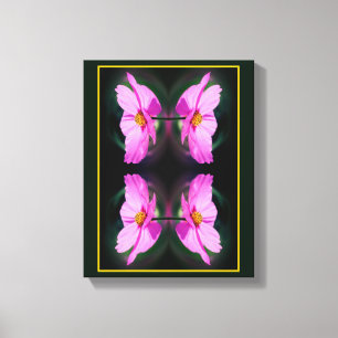 Enkele Roze Kosmos Bloem Abstract Canvas Afdruk