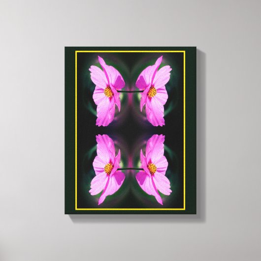 Enkele Roze Kosmos Bloem Abstract Canvas Afdruk (Voorkant)