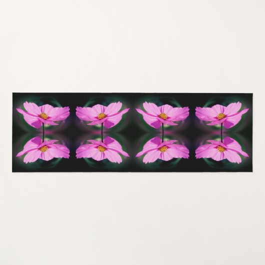 Enkele Roze Kosmos Bloem Abstract Yogamat (Voorkant (horizontaal))