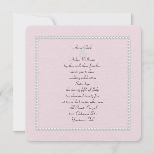 enkele roze parel op het huwelijk van seashell kaart (Achterkant)