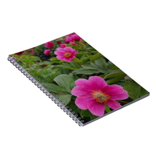 Enkele roze pioenrozen notitieboek (Rechterzijde)