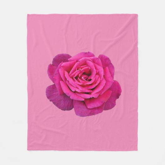Enkele roze roos fleece deken (Voorkant)
