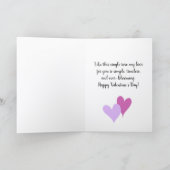 Enkele roze roos voor Valentijnsdag Kaart (Binnen)
