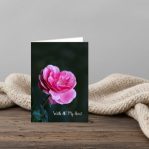 Enkele roze roos voor Valentijnsdag Kaart