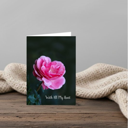 Enkele roze roos voor Valentijnsdag Kaart
