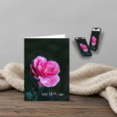 Enkele roze roos voor Valentijnsdag Kaart
