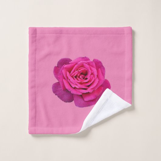 Enkele roze roos washandje (Wasdoekje)