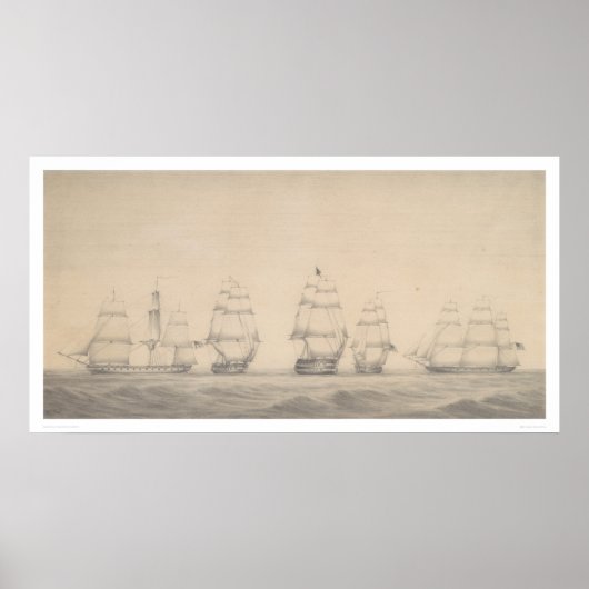 Enkele schepen van het Amerikaanse Pacific Squadro Poster (Voorkant)