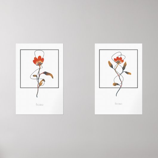 Enkele stengelbloemen met Abstract detail Muurkunst Sets (Voorkant)