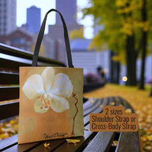 Enkele tropische orchidee bloem digitale schets tote bag