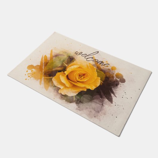 Enkele waterverf gele roos deurmat (Schuin)