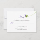 Enkele Waterverf Paarse Bloesem Groene Bladeren RS RSVP Kaartje (Voorkant)