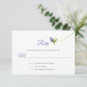 Enkele Waterverf Paarse Bloesem Groene Bladeren RS RSVP Kaartje (Staand voorkant)