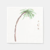 Enkele waterverf palm gouden monogram cocktail servet (Voorkant)