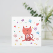 Enkele wenskaart poes 'love from' kaart (Staand voorkant)