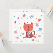 Enkele wenskaart poes 'love from' kaart (Voorkant / Achterkant in situ)