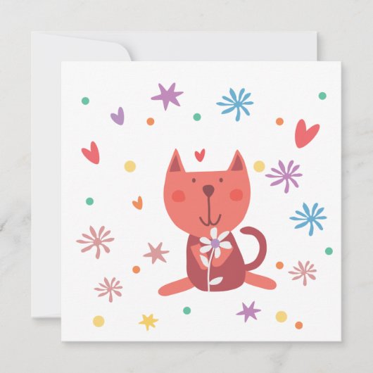 Enkele wenskaart poes 'love from' kaart (Voorkant)