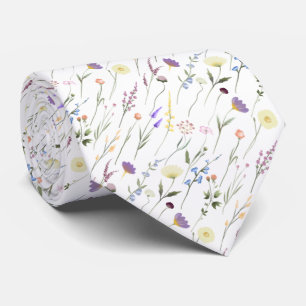 Enkele wilde bloemen die op stengels drijven stropdas