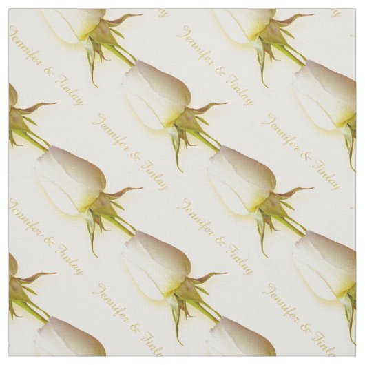Enkele witte roos bruiloft aangepaste naam stof (Swatch)