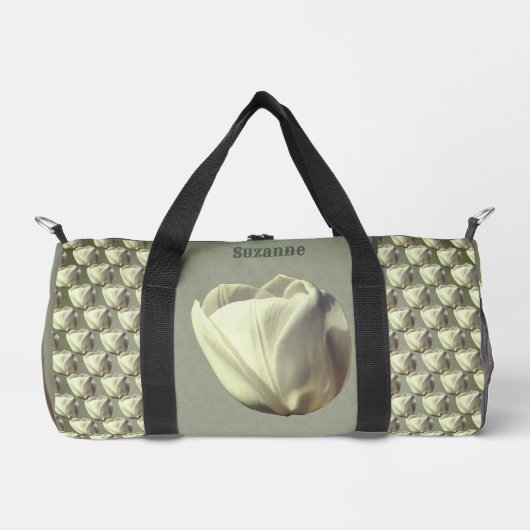 Enkele witte tulp bloem gepersonaliseerd plunjezak (Voorkant)