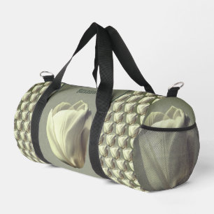 Enkele witte tulp bloem gepersonaliseerd plunjezak