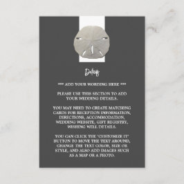 Enkele Zanddollar - Houtskoolgrijs - Trouwdetail Informatiekaartje