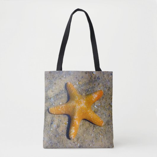 Enkele zeester in het zand tote bag (Voorkant)