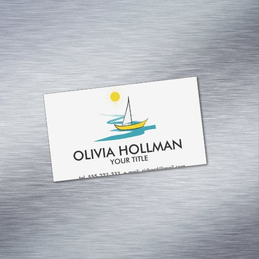 enkele zeilboot magnetisch visitekaartje (Voorbeeld)