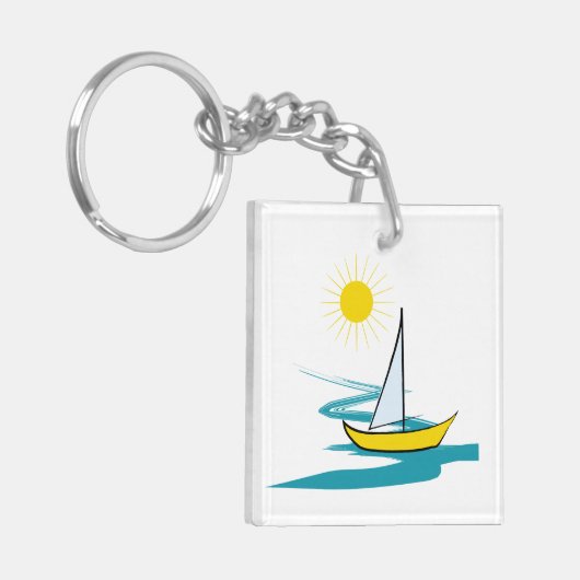 enkele zeilboot sleutelhanger (Voorkant Links)