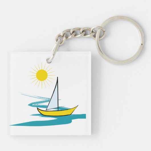 enkele zeilboot sleutelhanger (Achterkant)