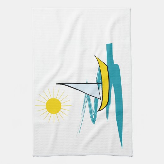 enkele zeilboot theedoek (Verticaal)