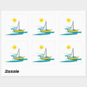 enkele zeilboot vierkante sticker (Vel)