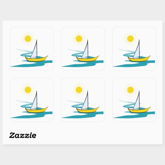 enkele zeilboot vierkante sticker (Vel)