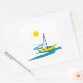 enkele zeilboot vierkante sticker (Envelop)