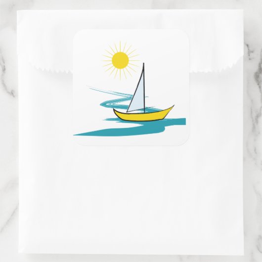 enkele zeilboot vierkante sticker (Tas)