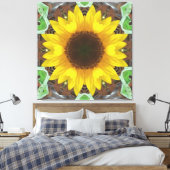 Enkele zonnebloem met muntblaadjes canvas afdruk (Insitu (Slaapkamer))