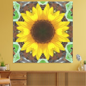 Enkele zonnebloem met muntblaadjes canvas afdruk (Insitu (Woonkamer))