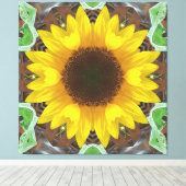 Enkele zonnebloem met muntblaadjes canvas afdruk (Insitu (Houten vloer))