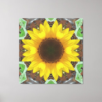 Enkele zonnebloem met muntblaadjes canvas afdruk