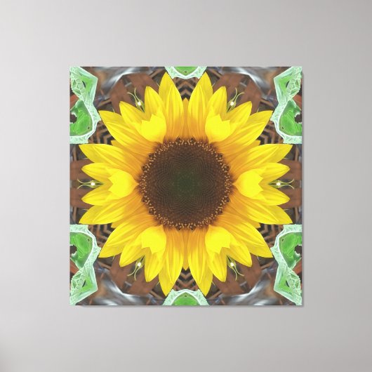 Enkele zonnebloem met muntblaadjes canvas afdruk (Voorkant)