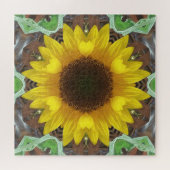 Enkele zonnebloem met muntblaadjes legpuzzel (Horizontaal)