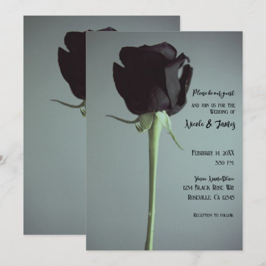 Enkele Zwarte Moody Grijze Romantische Elegante Tr Kaart (Voorkant / Achterkant)