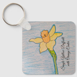 Enkelgele narcis met Oranje centrum Sleutelhanger