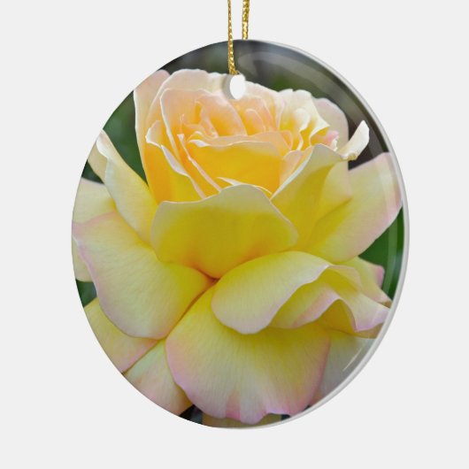 Enkelgele roos keramisch ornament (Links)